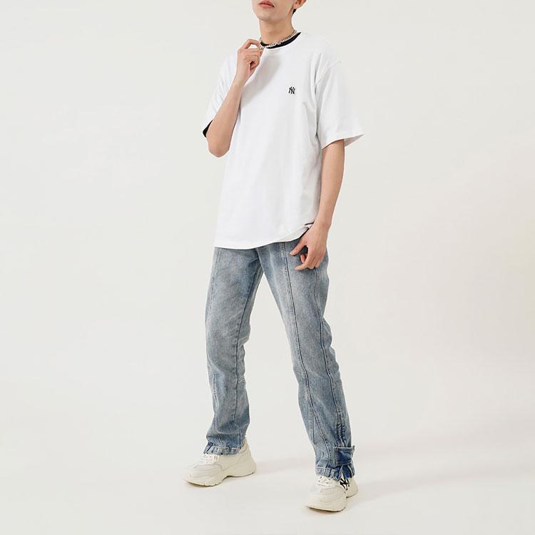 New MLB Base Logo T Shirts Unisex White 3ATS01023-50WHS