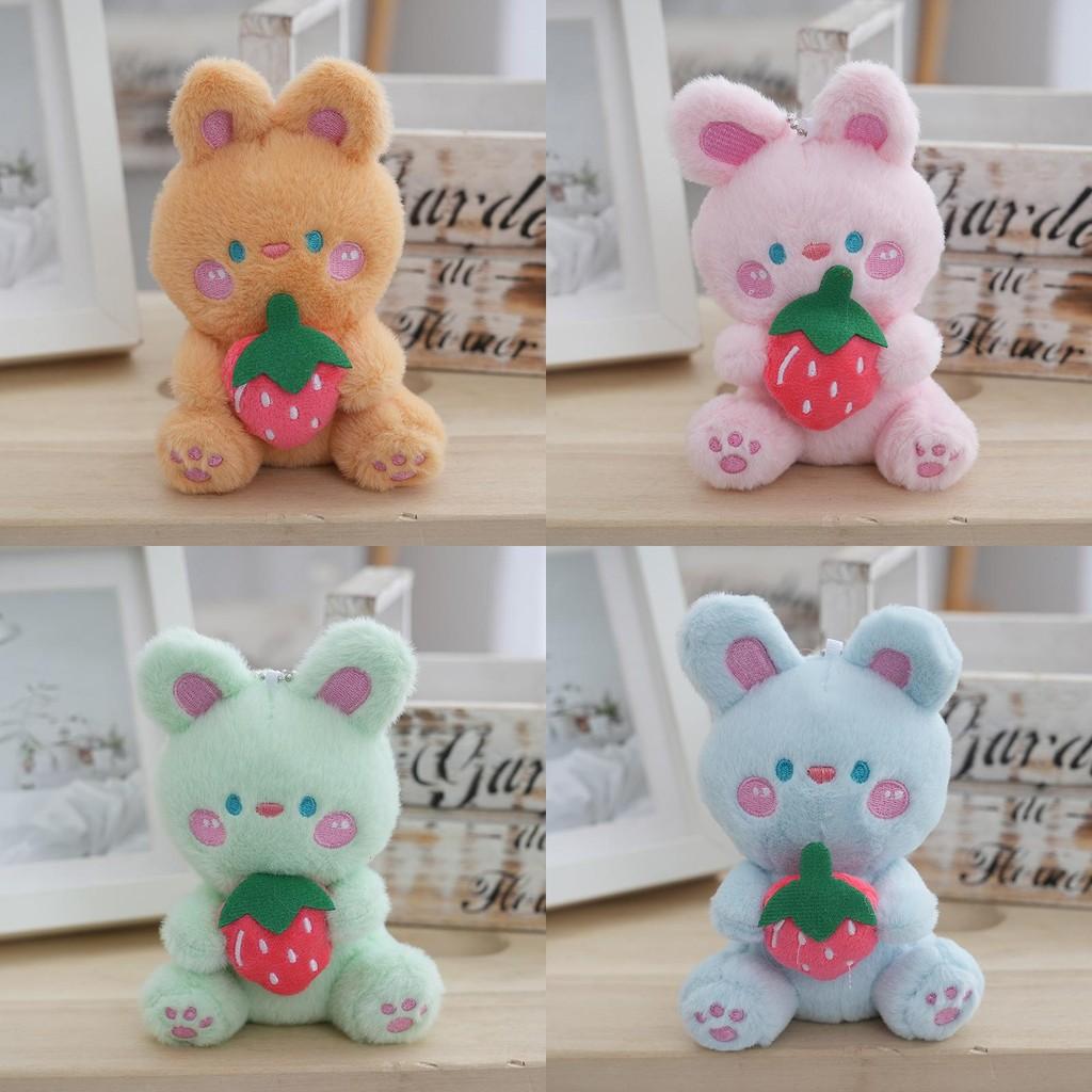 Plush Cute Adorable White Rabbit Keychain Creative Fruit Bunny Plush Toy For Girls