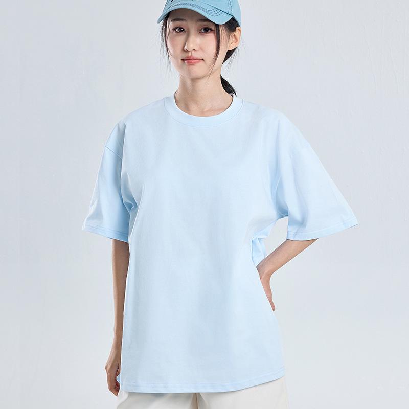 450g Heavyweight Short Sleeve Men's Summer Pure Cotton Tee with Small Collar