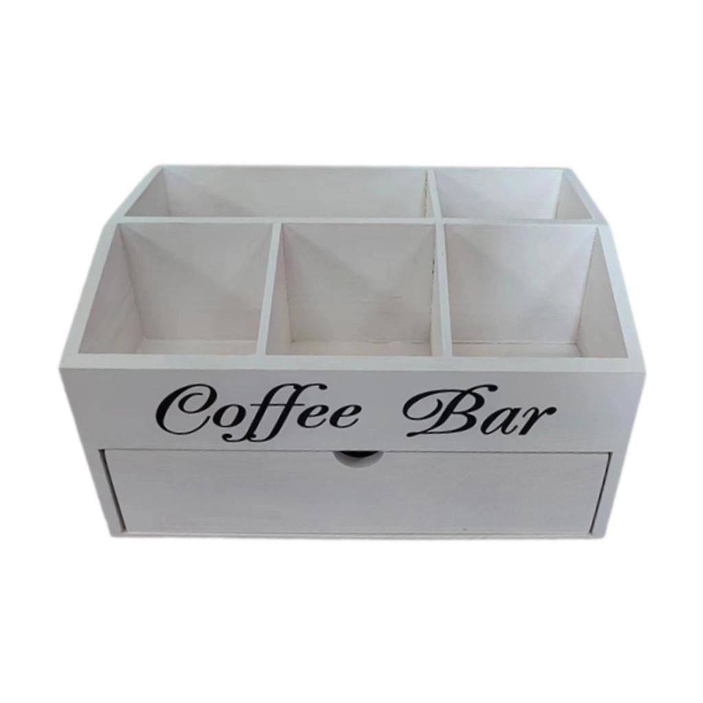 Dřevěný organizér na kávu, držák na cukr, držák na kávové kapsle pro toaletní stolek, pracovní desku, koupelnu, kuchyň, pro milovníky kávy