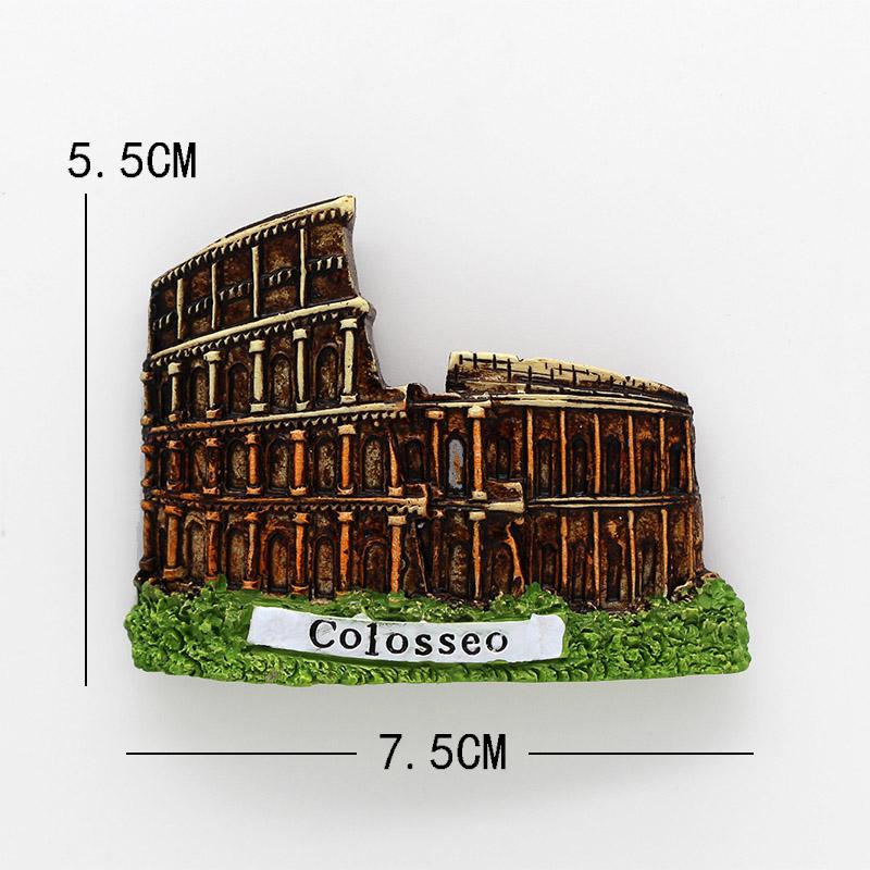 3D Fridge Magnet Magnetic Refrigerator Rome Colosseum Dubai Slovakia Israel Dubai Italy Tourism Souvenir Home Decoration Sticker