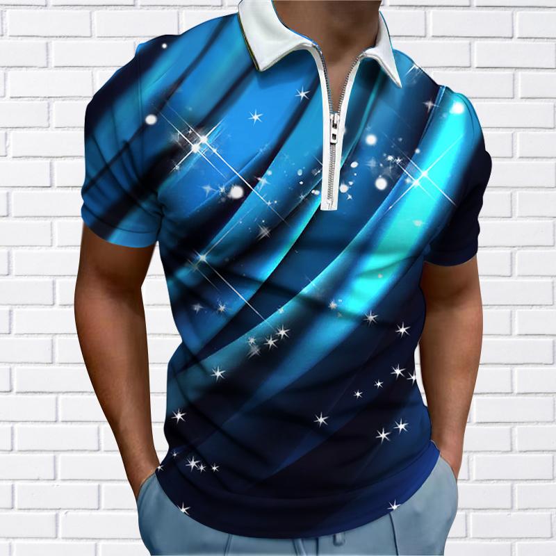 

Мужская рубашка поло повседневная на молнии с коротким рукавом модная повседневная на молнии лето весна стандартный крой черная рубашка с принтом 3D столб 8XL
