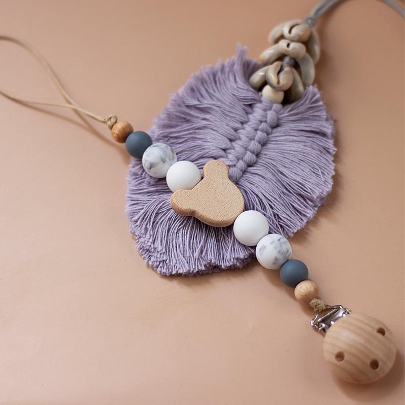 Non-Toxic Baby Wooden Pacifier Chain Silicone Bead Dummy Nipple Holder Guard Teether Pendant Newborn Gift Clip Chain Babies Accessories