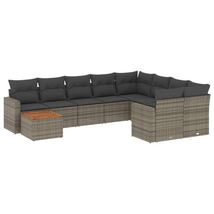 VidaXL Garden Lounge Set with Cushions 10 Pcs, Patio Sofas, Patio Furniture Set, Outdoor Furniture, Grey 3256620