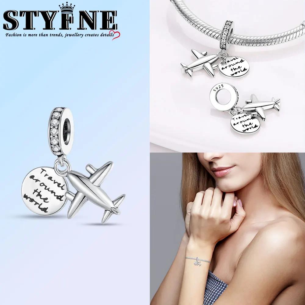 Anniversary Luggage Airplane Passport Three-Piece Set Copper Charms Fit Original Bracelet Jewelry Making For Women Gift