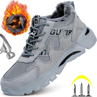 Sicherheitsstiefel Herren Winter Arbeitsschuhe Anti-Smash Sicherheitsschuhe Pannensichere Unzerstörbare Stiefel Stahlkappe Herrenschuhe