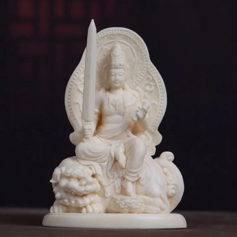 

Cliff Cypress Wood Carving Manjusri Samantabhadra Bodhisattva Ornament Solid Wood Carving Crafts Home Furnishings Decoration