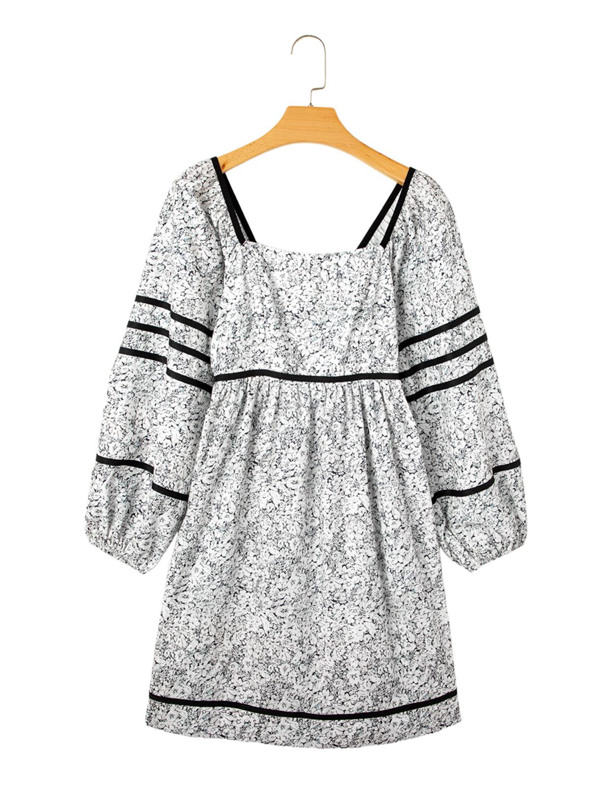 

Платье с открытой спиной и длинными рукавами в стиле ретро с цветочным принтом Shiying L серый