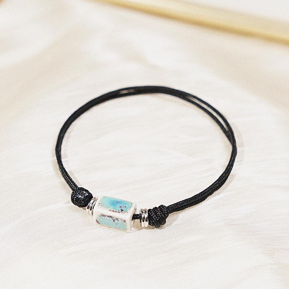 Jbans Classic Color Touch Ceramic Cube Pendant String Bracelet (C2501Ac1255_Bk)