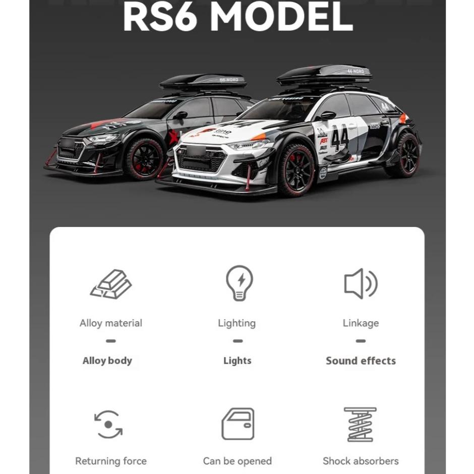 1/24 Scale RS6 Avant Station Wagon Alloy Racing Car Model Die-cast Metal Track Sports Car Vehicles Model Sound Light Kids Toy Gift