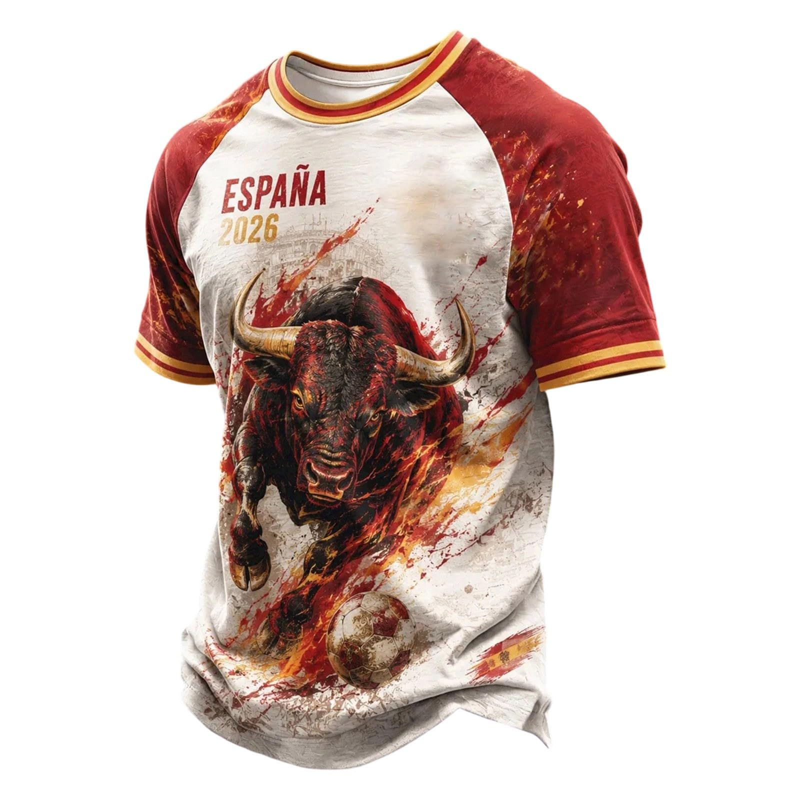 Men s Round Neck T-shirt with Football Graphic Print XXL