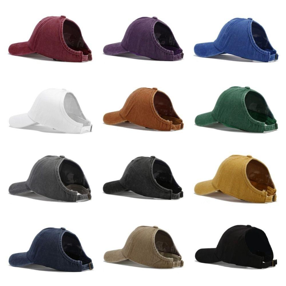 Hip Hop Empty Top Hat Adjustable Sun Protection Peaked Hat Vintage Washed Baseball Cap  Outdoor