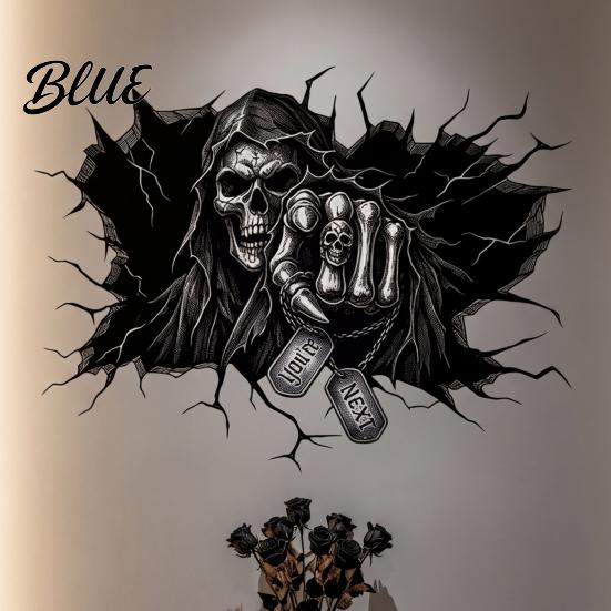 Halloween Wall Decals for Home Decoration 3D Decal Breakout Illusion Sticker with Skull Ghost Spooky Party Backgrounds Room Decor Party Peel