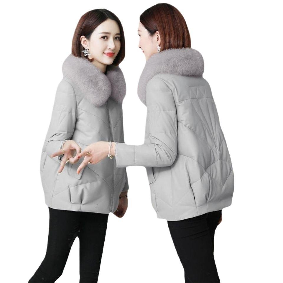 Leather jacket women's short thickened cotton clothing winter new leather down cotton clothing loose and thin jacket winter women's clothing