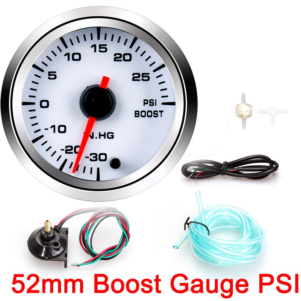 52mm Oil Pressure Gauge Boost Tachometer Voltmeter Air-Fuel Ratio Water Temp Oil Temp EGT Gauge Change 7 Colors Fit for 12V Car