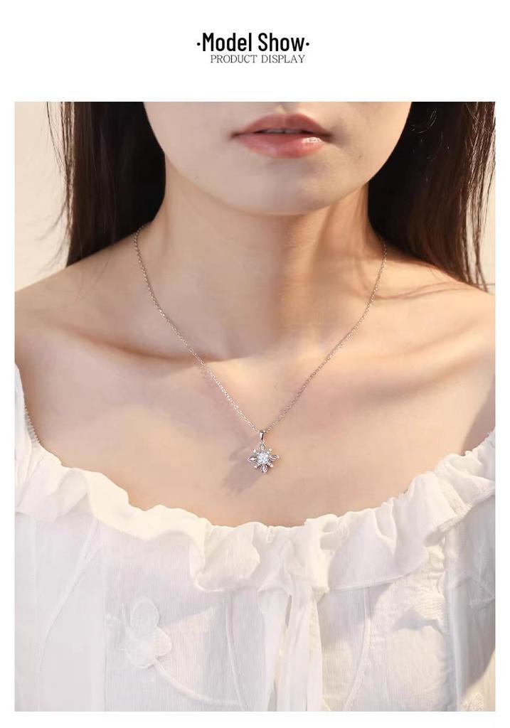 S925 Sterling Silver Snowflake Zircon Necklace - Fashionable Romantic Clavicle Chain 2025
