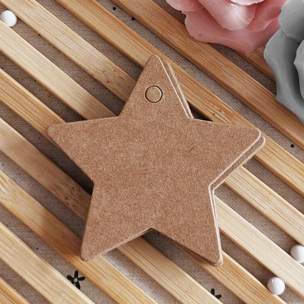 50pcs Star Kraft Paper Label Wedding Christmas Halloween Party Favor Price Gift Card Tags White Black Jewelry Display Packaging