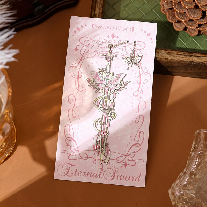 

Vintage Eternal Sword Metal Bookmarks Exquisite Enamel Sword Book Mark with Chain Creative Bookmarks Book Lovers Gift Readers