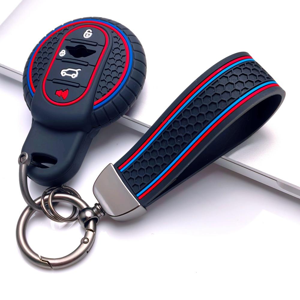 Silicone Car Key Cover with Wrist Lanyard Compatible with Mini Cooper F54 F55 F56 F57 F60, Fits Mini Cooper F54 F55 F56 F57 F60 to Keyless Entry Soft чёрный