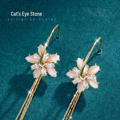 2021 Trendy Flower Tassel 925 Sterling Silver Long Earrings for Women - Elegant and Sophisticated Style