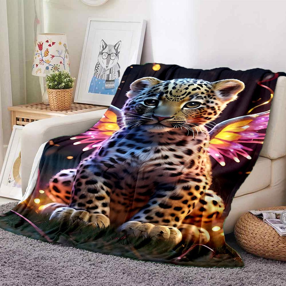 1PC Leopard Print Wings Blanket, Throw For Sofa, Bed, Travel, Camping, Livingroom, And Bed, Printing Blanket With Soft And Warm Fabric Yy250918193