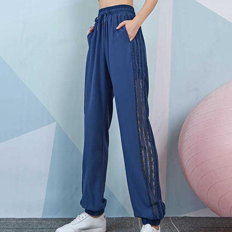 

Женские спортивные штаны с эластичной резинкой на талии, брюки, штаны для йоги, спортивные штаны, сетчатые, свободные, уличные, летние