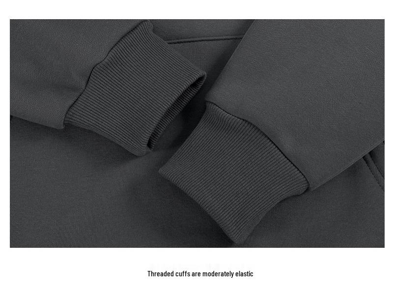 Unisex Trendy Heavyweight 480g Cotton Fleece-Lined Hoodie – Autumn/Winter Drop Shoulder Pullover