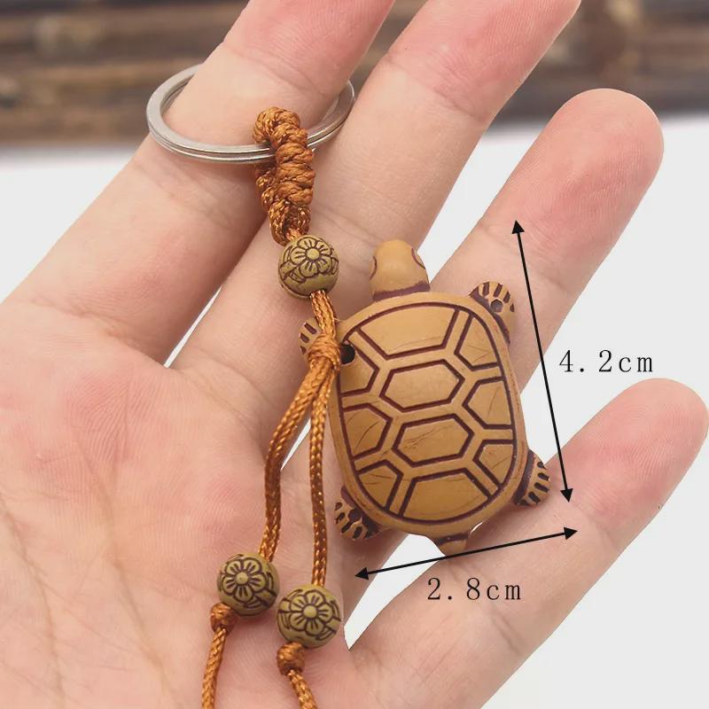 Imitation Wood Turtle Elephant Horse Keychain Pendant