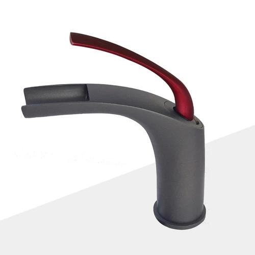 Pink Love Waterfall Bathroom Faucet - Brass Hot/Cold Basin Mixer, Sink Wash Crane Tap