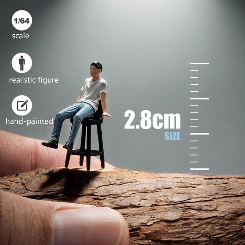 1/64 Scale Miniature Resin Sitting People Figurine Handcrafted With Detailed Painting For Home Decors And Model Displays