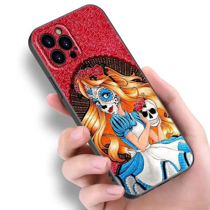 Apple Iphone16Pro Phone Case Tattoo Anime Princess Black Silicone Phone Case