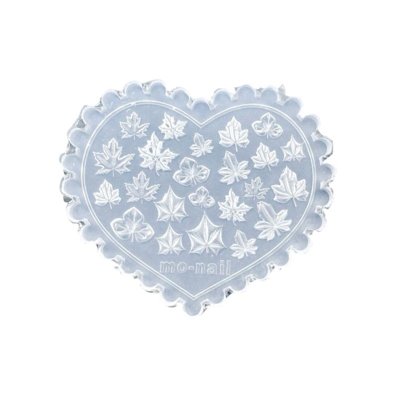 Silicone Nail Art Mold With Mushroom Maple Leaf Heart Patterns For DIY Manicure Design Reusable Template