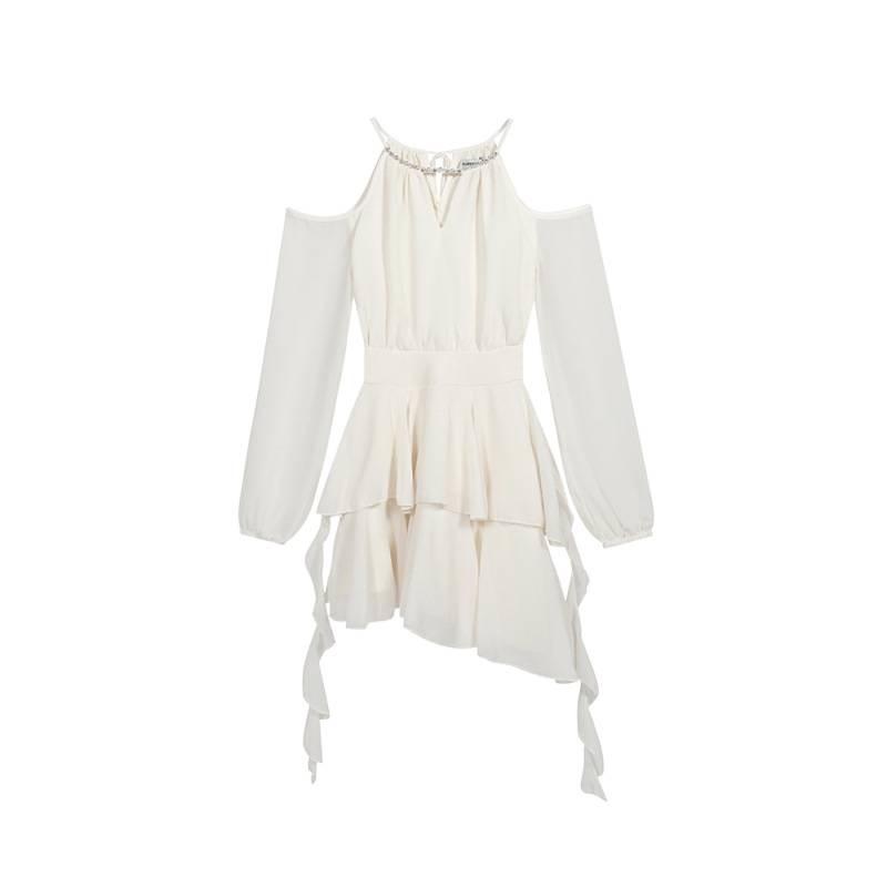 2026 Spring/Summer Halter Neck Backless Off-Shoulder Fairy Dress for Women