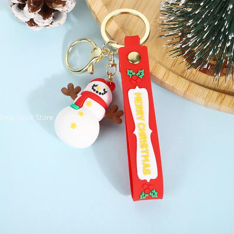 Cute Santa Claus PVC soft rubber key chain pendant cartoon snowman doll bag ornaments holiday gifts