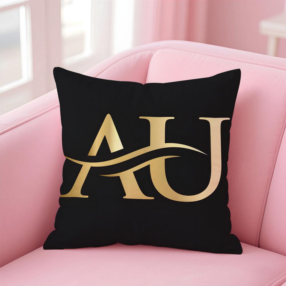Simple letter Design AU Cushion Cover Pillowcase Short Plush Invisible zipper Room Sofa Cushion Cover