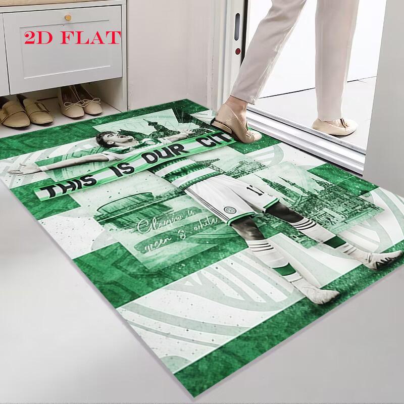 Celtic Football Club Teppich für Wohnzimmer Schlafzimmer Zuhause Sofadekoration, Rutschfeste Bodenmatte für Kinder zum Spielen