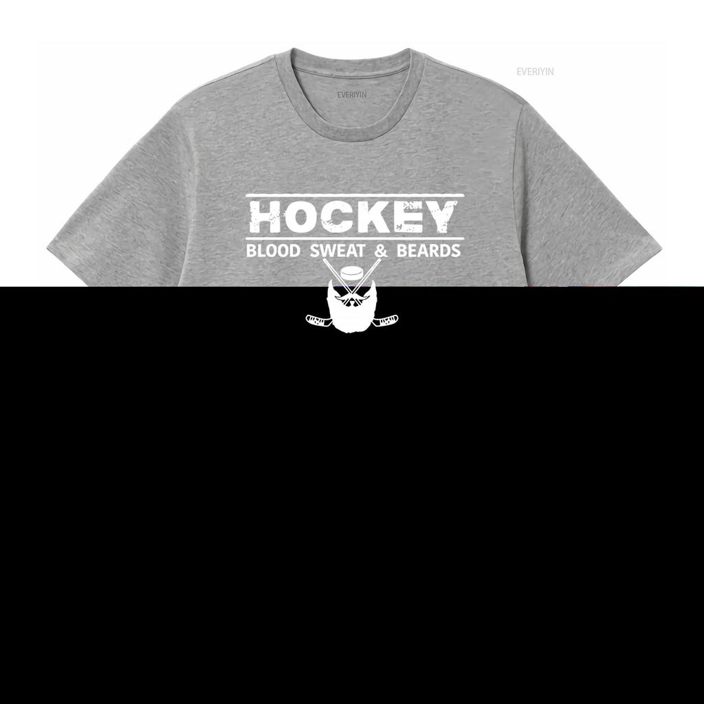 Herren Eishockey Blut Schweiß Bärte Sportfan Eis Tor Team Cooles Design Rundhals T-Shirt vintage Gewaschen Atmungsaktiv Weich Vielseitig
