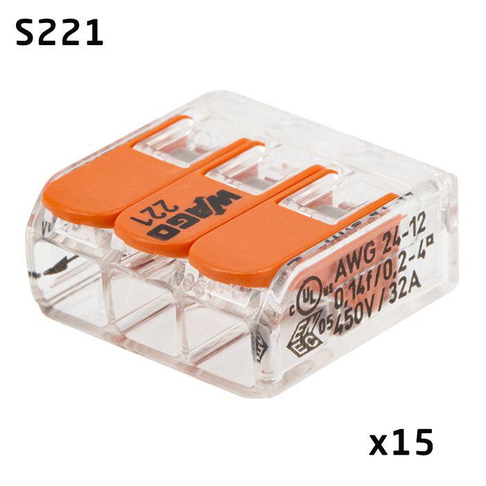 Blister panaché de 40 bornes de connexion automatique 2,3 et 5 entrées s221