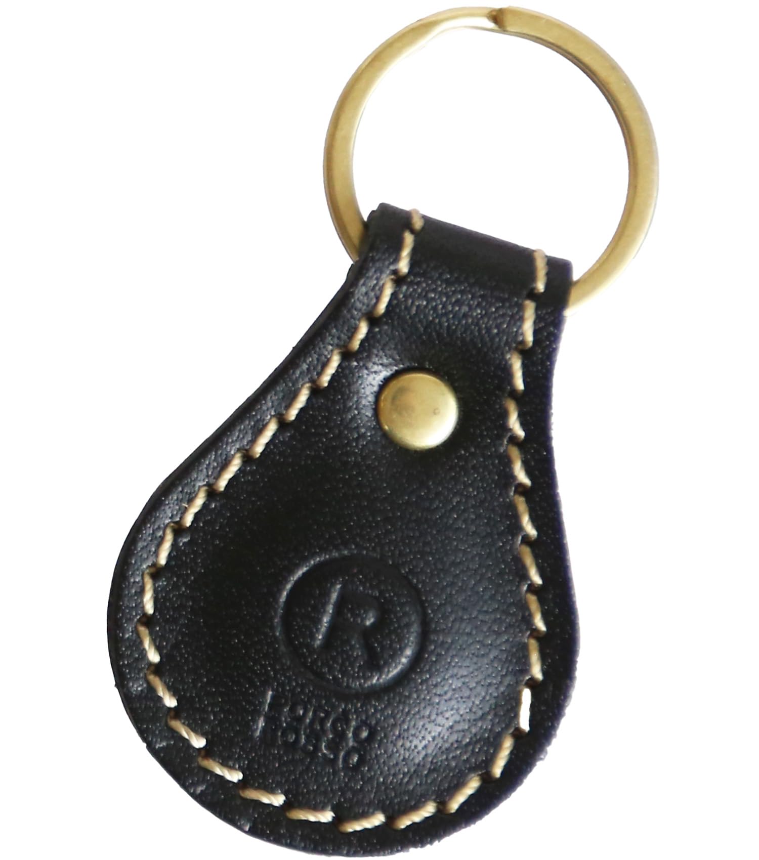 

Porco Rosso Leather Key Small Teardrop Genuine Tochigi Made in Brand Name Gift Keychain, Car/Motorcycle Ring, Carabiner, Compact, Design, Leather, чорний