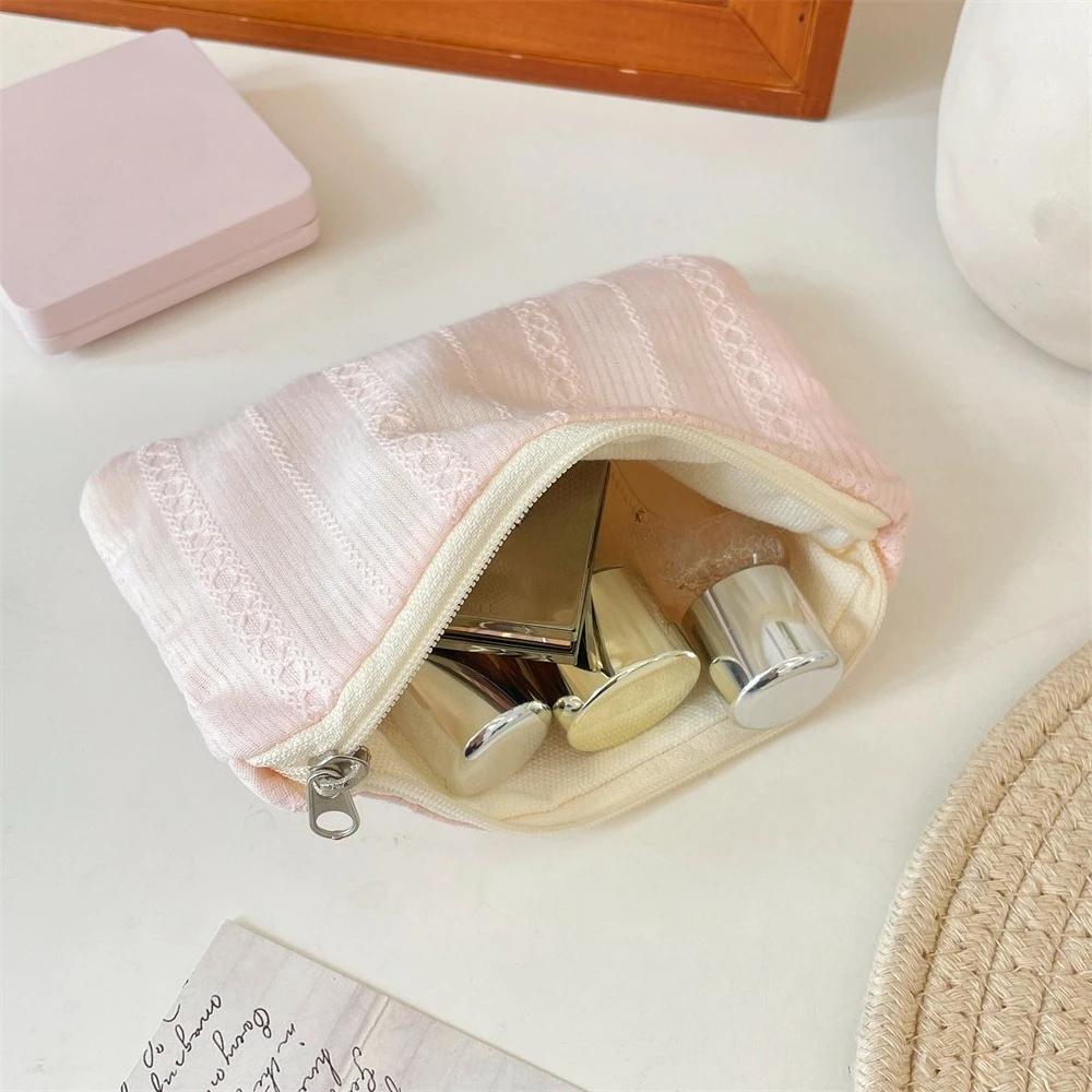 New Stripe Mini Makeup Lipstick Storage Pouch Coin Purse Cute Women Cosmetic Organizer Bag Sanitary Napkins Storage Bag