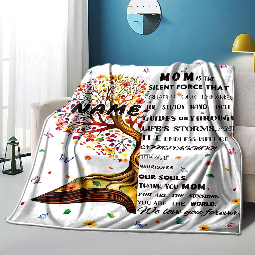 Mom'S Love A Heartfelt Tribute To Mothers Gift Customizable Blanket Customize Your Name Soft Cozy Throw For Sofa Couch Office Bed Picnics Allseason