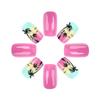 24 Pcs Gradient Artificial Nail Short Square Full Cover False Nail Glossy Stick On Nail Coconut Tree Press On Nail