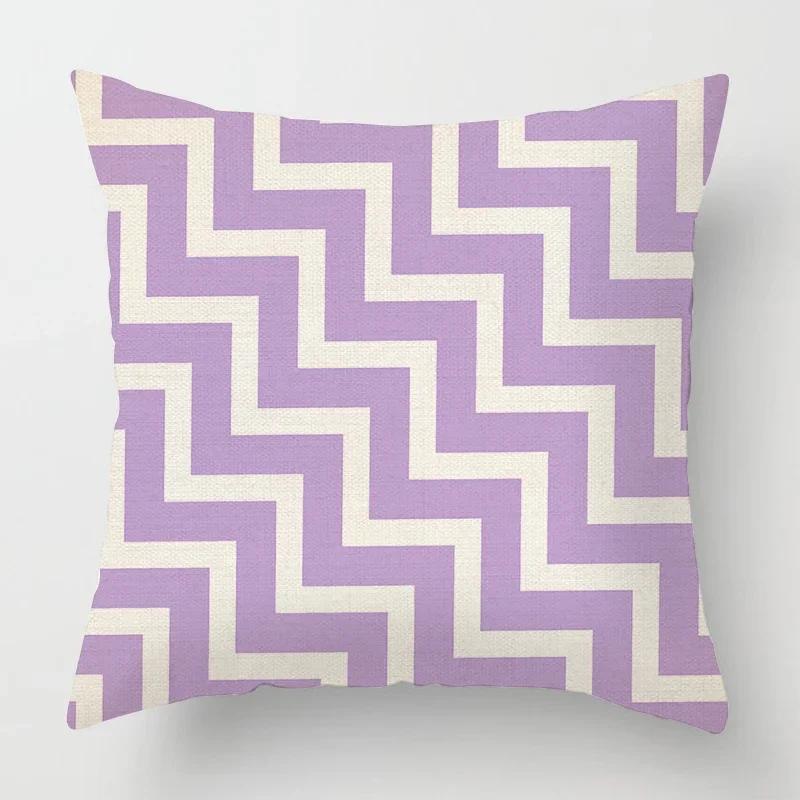 Geometric Light Purple Pillow Cover 50*50 Living Room Sofa Cushion Cover 40*40 Solid Color Decorative Cushion Cover Home Decor