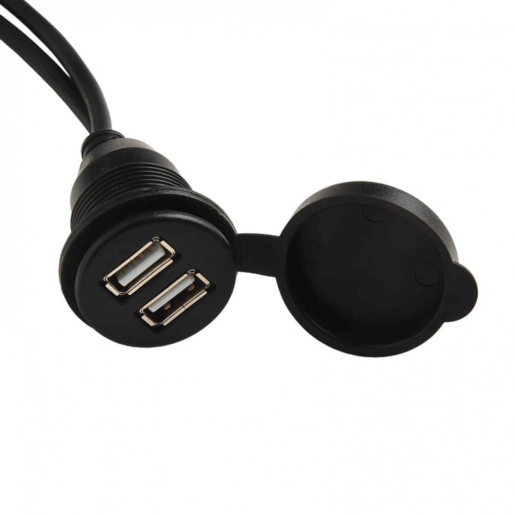 Car for Dash Mount Dual USB Port Panel Interface Extension 145cm Cable Adapter