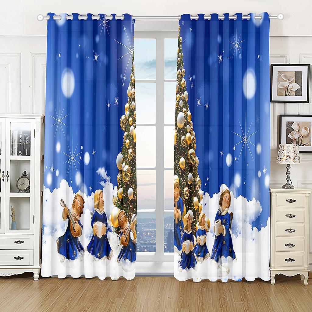 2024 Christmas Curtains for Living Room Sunshade Curtains for The Bedroom Aesthetic Decoration Snowflake Drapes Para La Sala