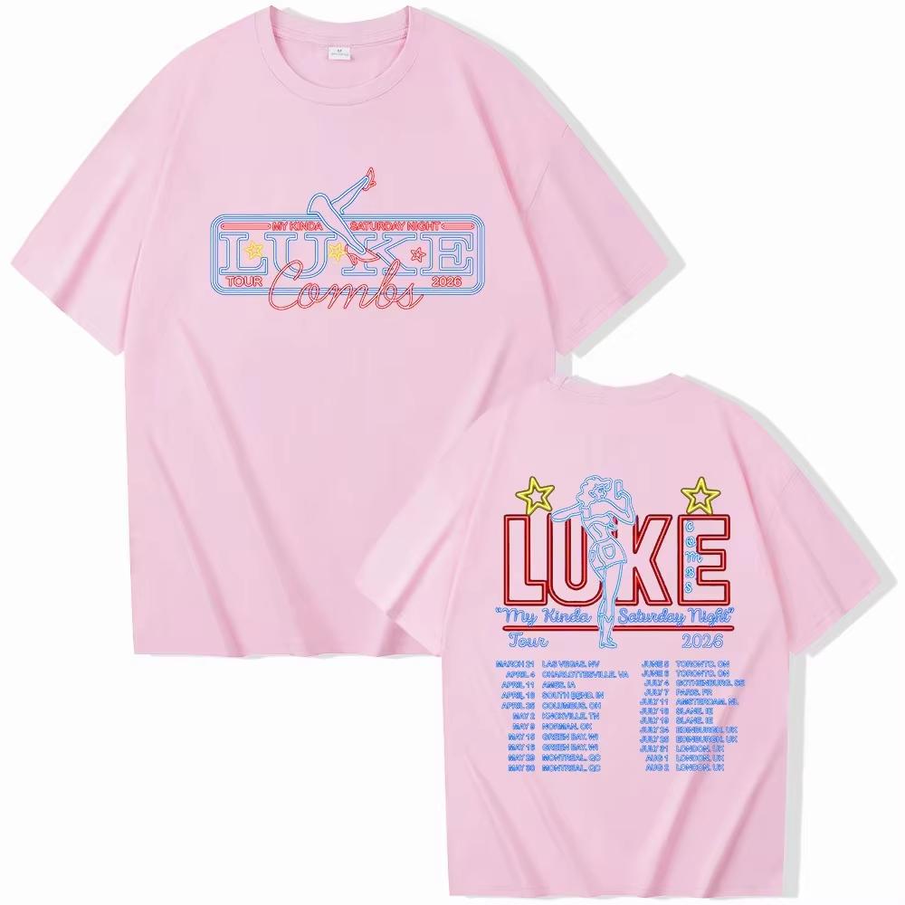 2026 New Luke Combs My Kinda Saturday Night Tour Graphic‑Print Unisex Y2K Pop Short‑Sleeve T‑Shirt, Summer Casual Top T‑Shirt