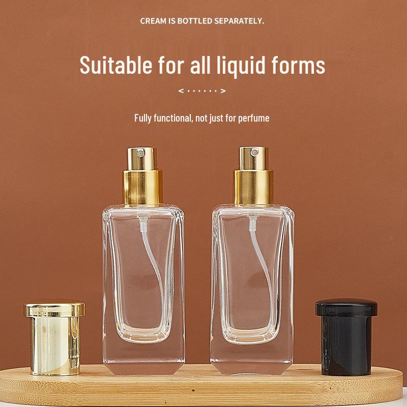 35ml Transparent Glass Perfume Bottle with Press-Type Hydrator - Portable, Sealed for Decanting and Floral Water.