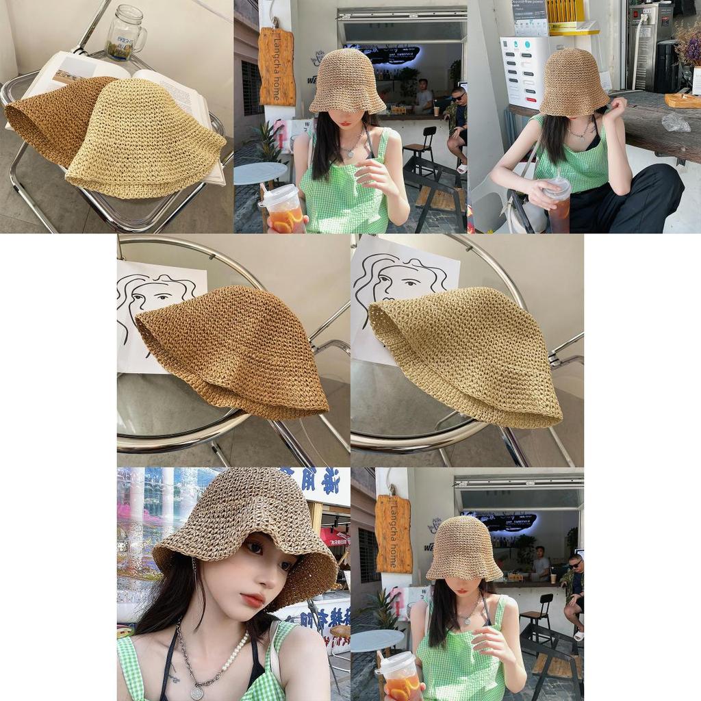 Chic Women's Foldable Straw Hat Breathable Beach Sun Hat For Summer Spring