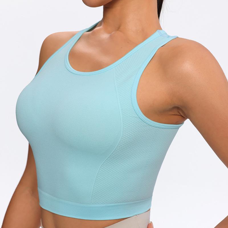 Women's Halterneck Sports Bra - Seamless Summer Yoga Vest Top for Running and Fitness