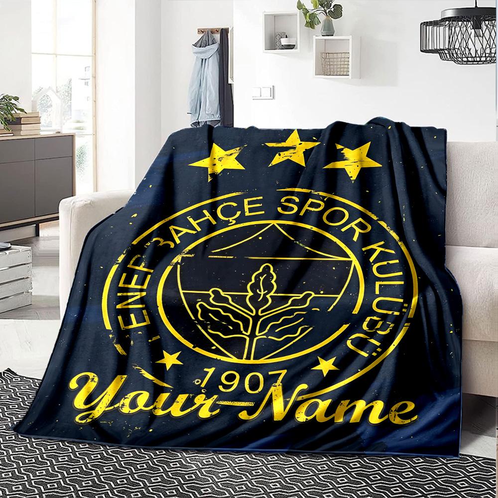 1pc Fenerbahçe Spor Kulübü Blanket with Custom Name, Gift, for Men and Women, Soft Blanket, Good for Sofa Bed Couch Travel, Lightweight Flannel Blanke